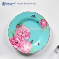 Luz azul rosa padrão floral royal porcelana dinnerware graça cerâmica dinnerware